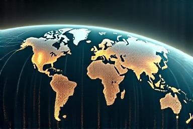 Global map with digital financial connectivity lines